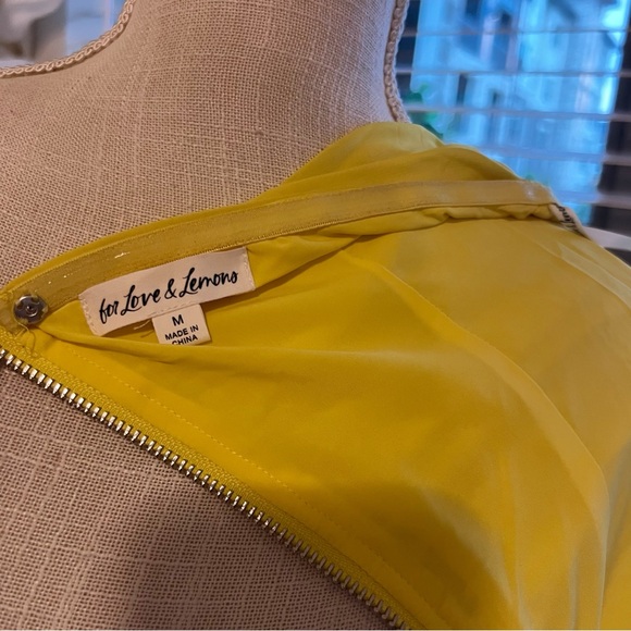 For Love And Lemons Strapless Ruched Yellow Mini Dress Size Medium - Picture 6 of 8